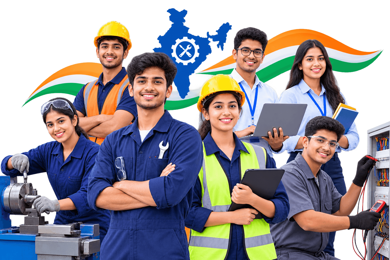 ITI and Diploma trainees across trades — machining, electrical, fabrication and technical roles